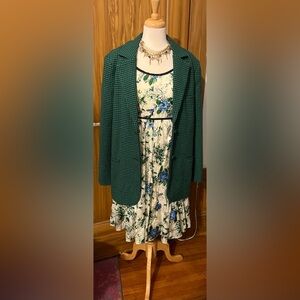 Green Houndstooth Women's Blazer and Silk Dress Bundle.